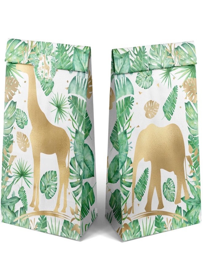 HaPiBiDesign 24 PCS Gold Safari Party Favor Bags with Stickers - Jungle Gold Party Candy Bags - Gold Safari Goodie Gift Treat Bags Gold Safari Themed Birthday Party Supplies - Image 5